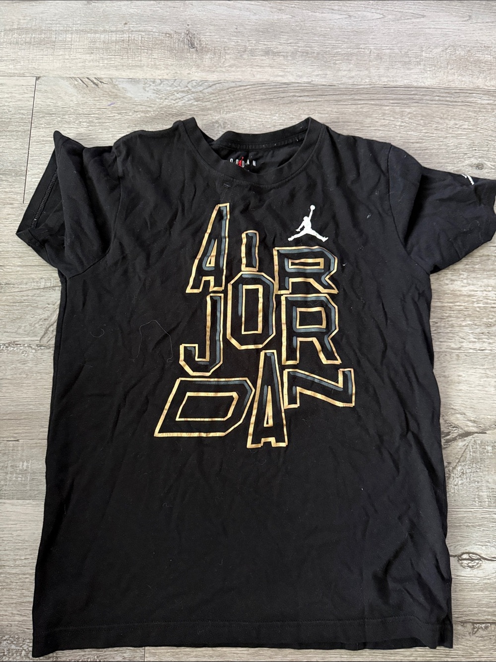 Jordan Black Tee with Gold Logo - Kids Short Sleeve